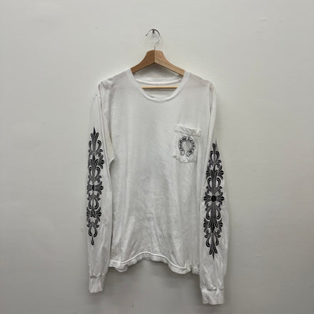 Chrome Hearts White Floral Longsleeve T-Shirt - Size L