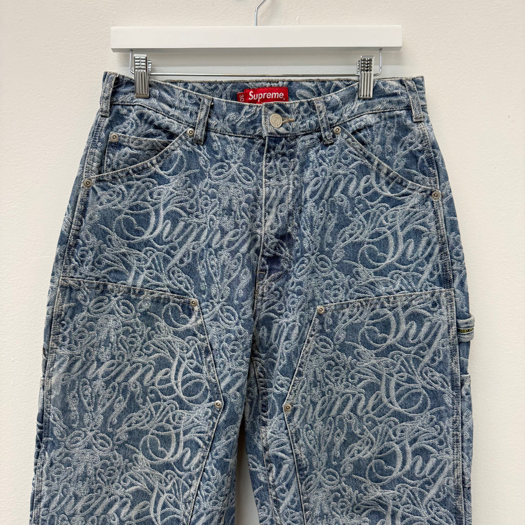 Supreme Script Jacquard Double Knee Denim Jeans - Size 30