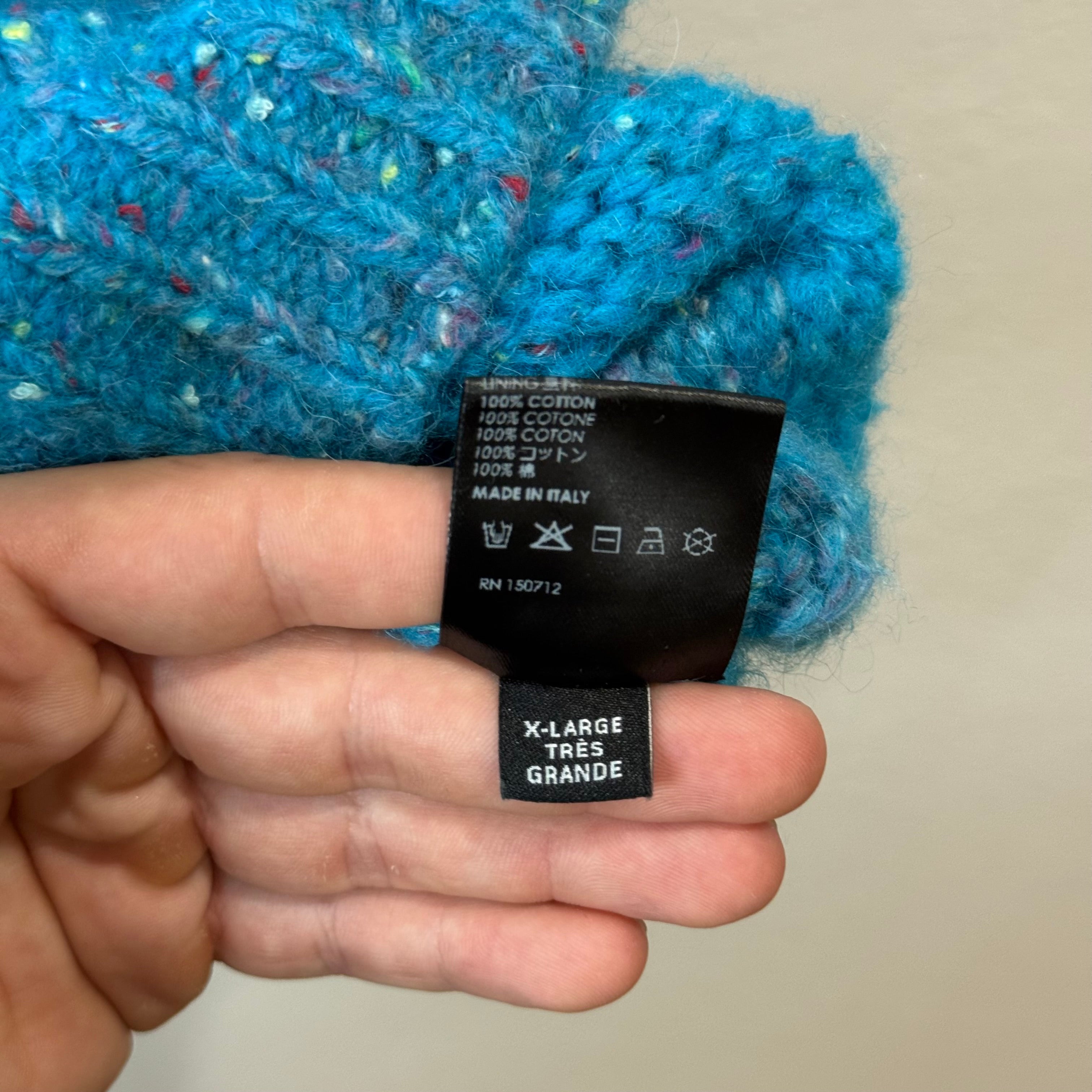 Amiri Embroidery Knit Blue Hoodie - Size XL