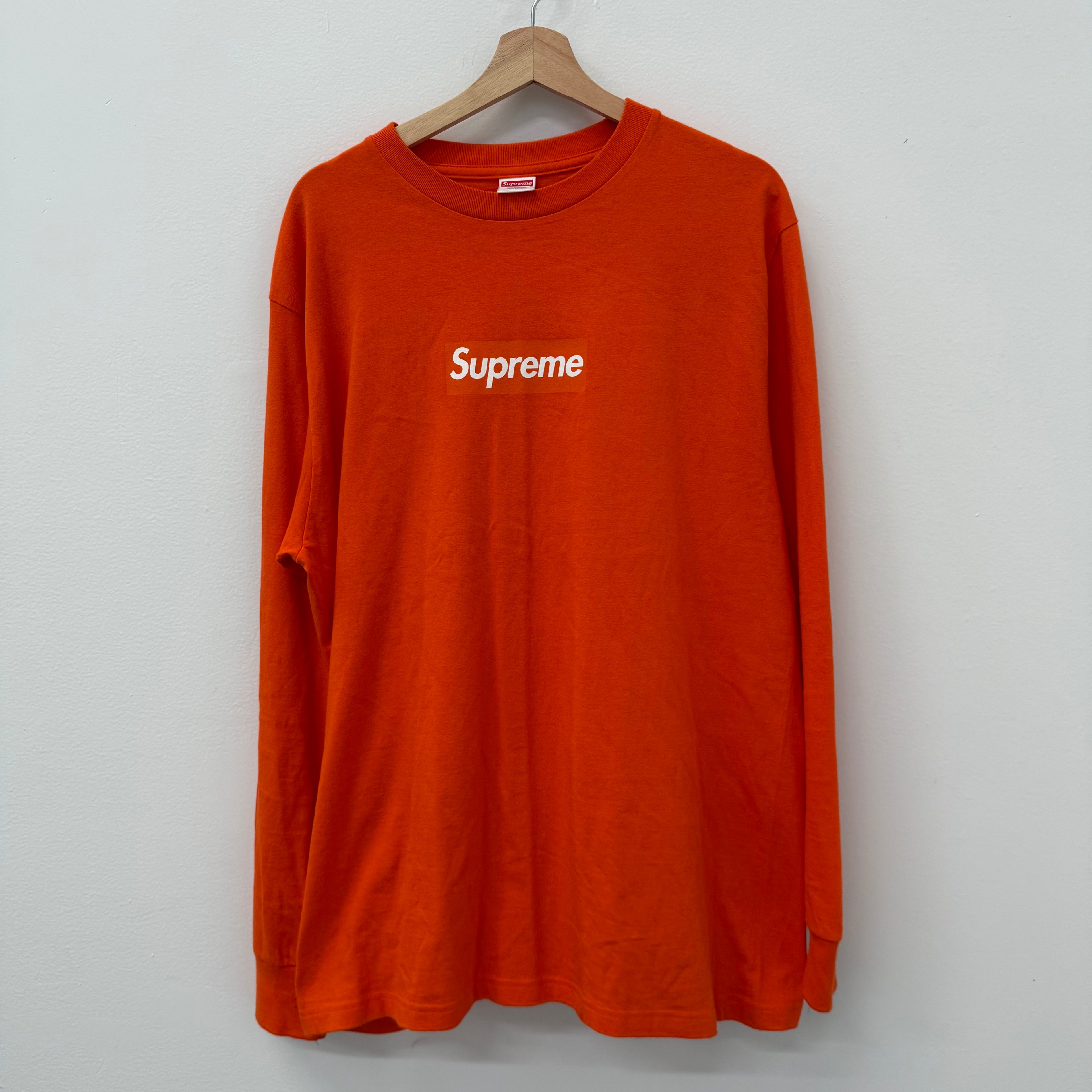 Supreme Orange Box Logo Longsleeve Shirt - Size L