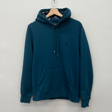 Burberry Blue Embroidered Hoodie - Size M
