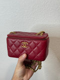 Chanel Quilted Lamb Leather Vanity Side Bag Red