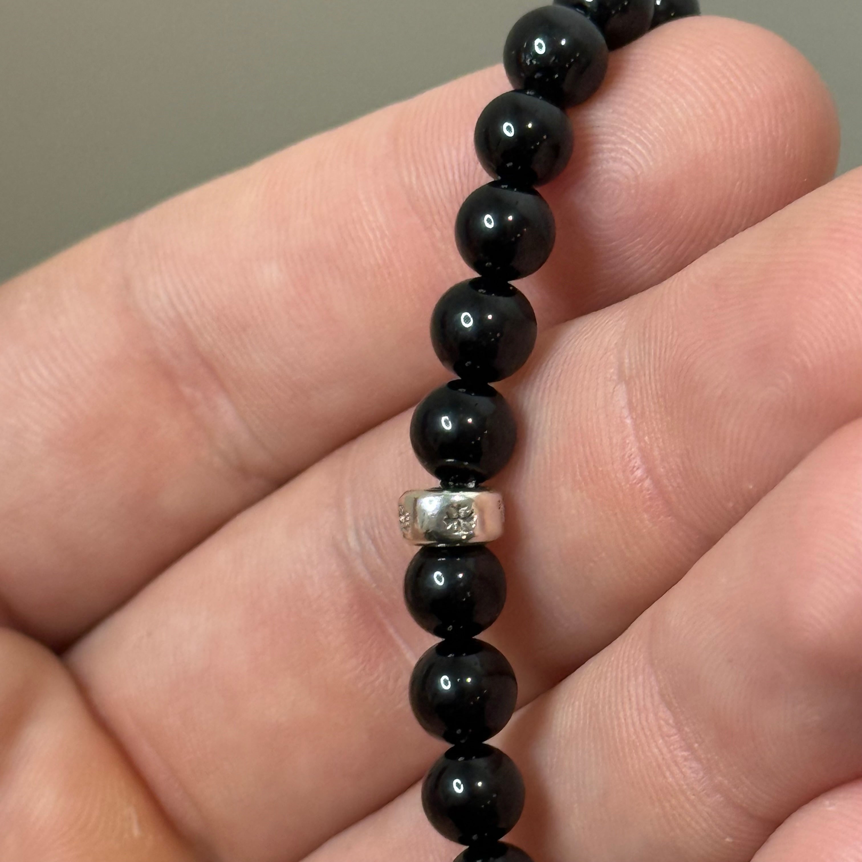 Chrome Hearts Onyx Bead Bracelet Black with Baby Fat