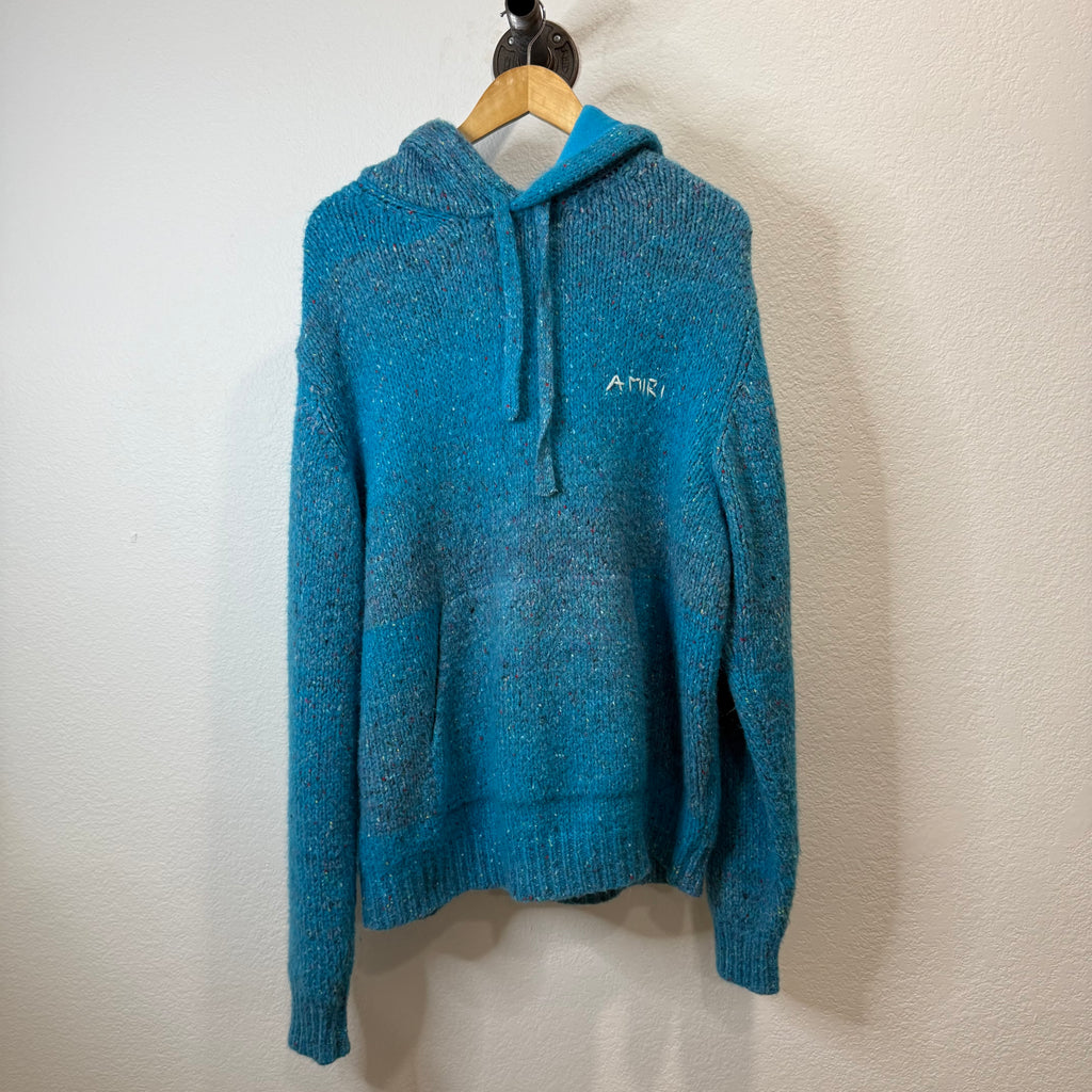 Amiri Embroidery Knit Blue Hoodie - Size XL