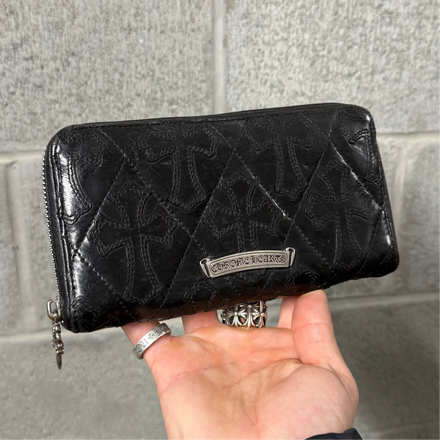 Chrome Hearts Quilted Leather Patch Long Wallet