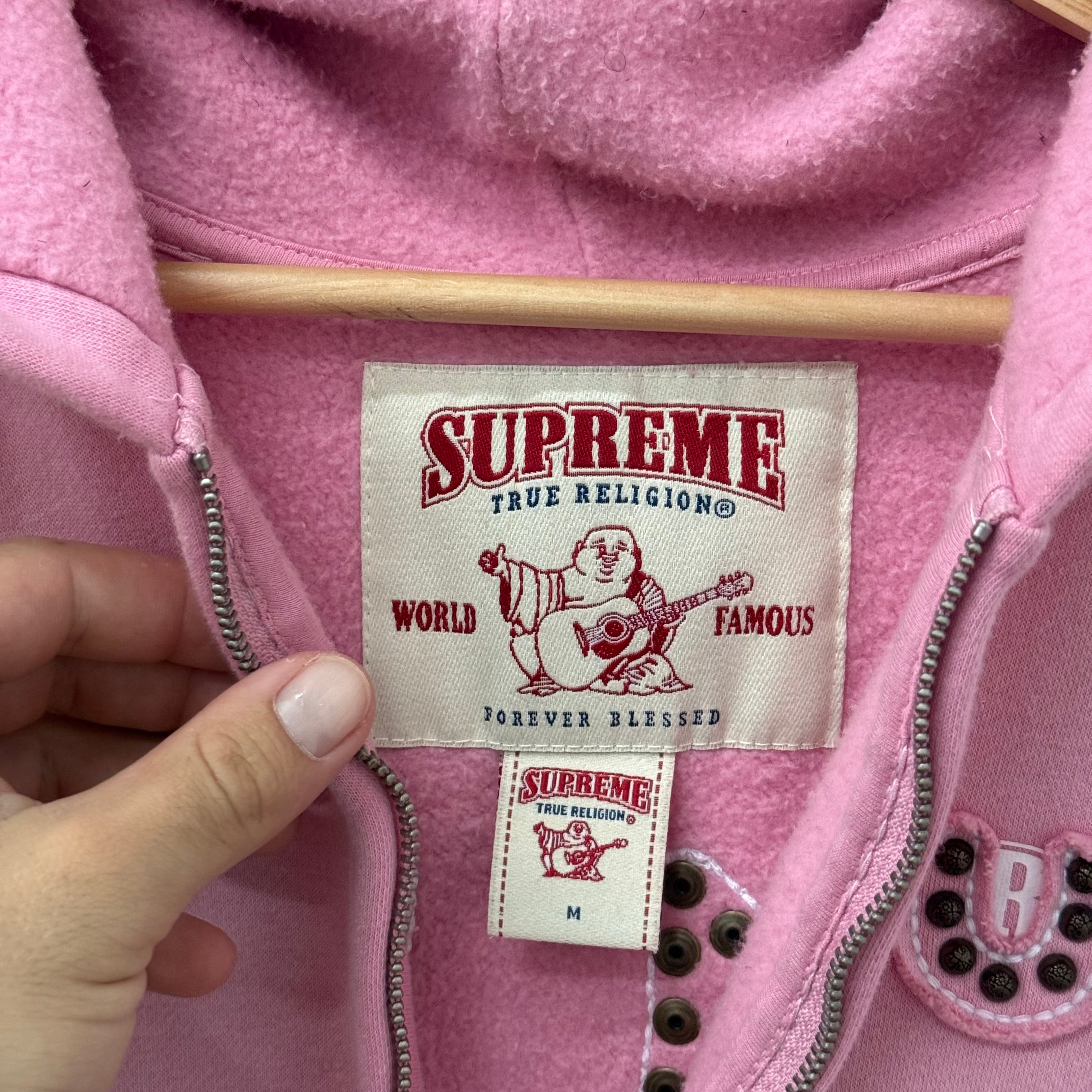 Supreme True Religion Zip Up Hooded Sweatshirt Pink - Size M