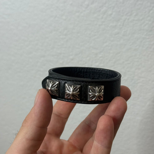 Chrome Hearts Triple Pyramid Leather Bracelet