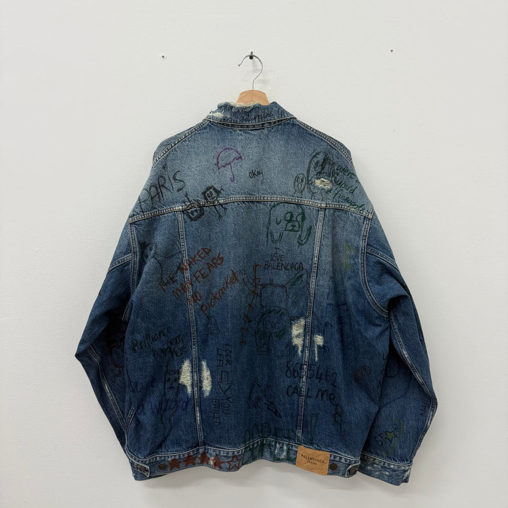 Balenciaga Denim Graffiti Jacket - Size L/XL (2)