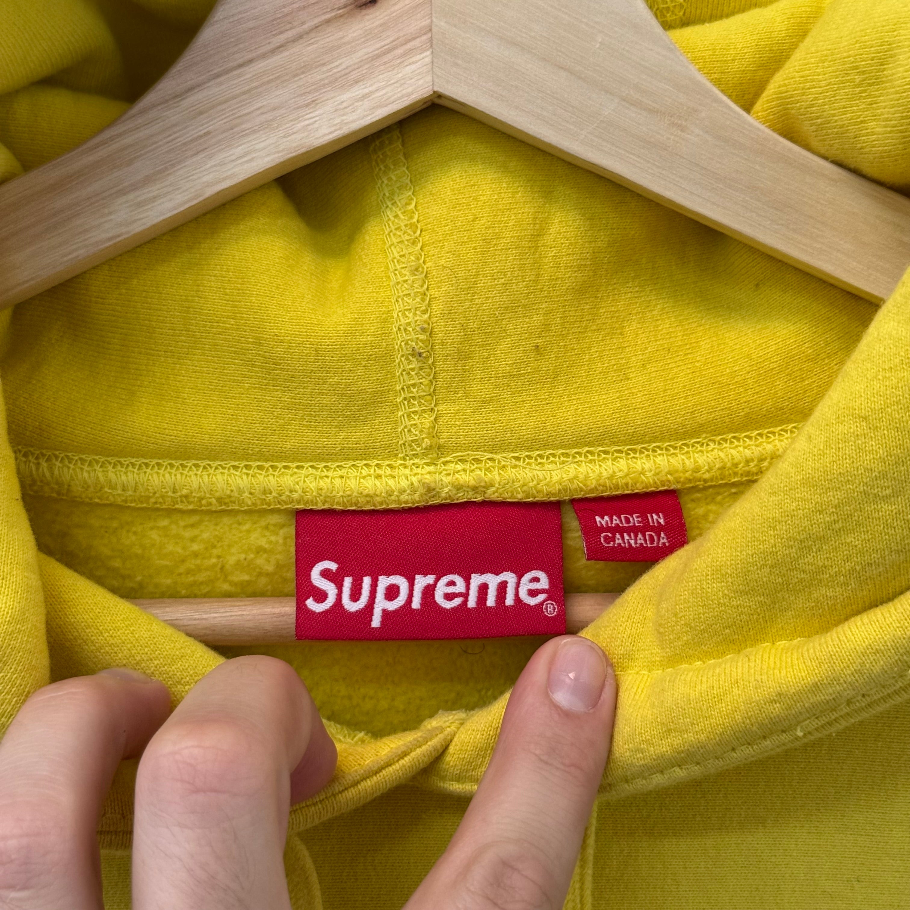 Supreme Cross Box Logo Hooded Sweatshirt Yellow - Size M