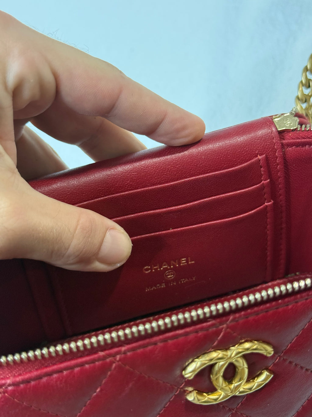 Chanel Quilted Lamb Leather Vanity Side Bag Red