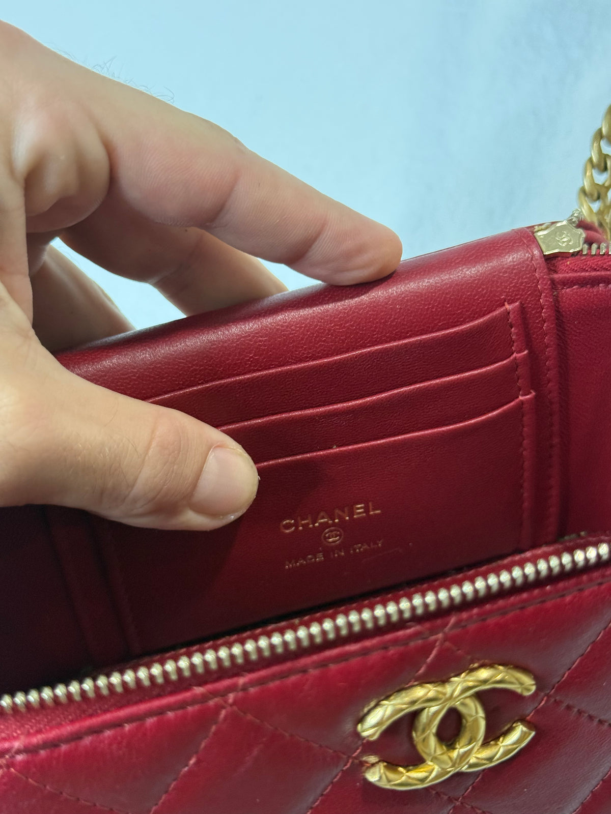 Chanel Quilted Lamb Leather Vanity Side Bag Red