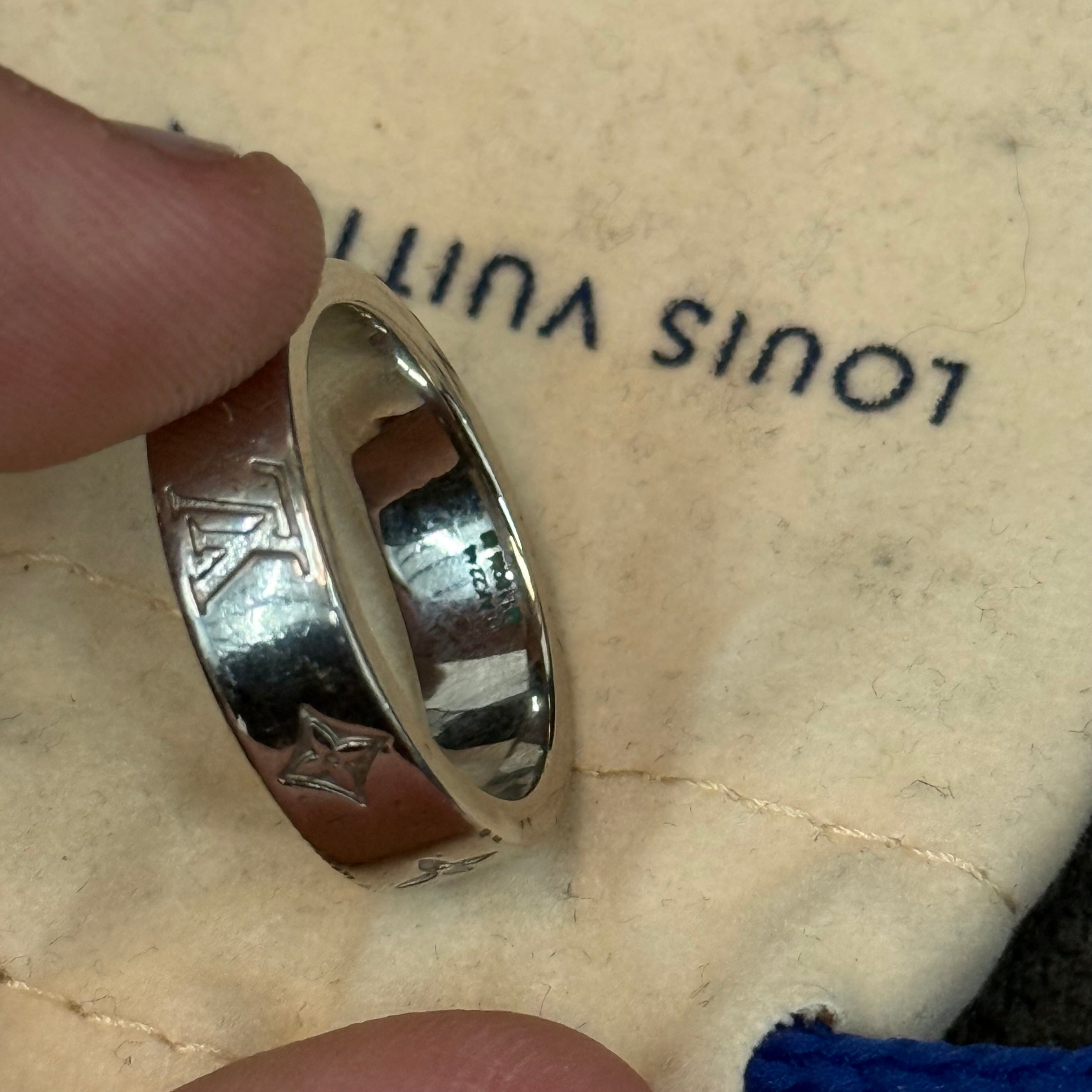 Louis Vuitton Silver Monogram Ring (Size 9)