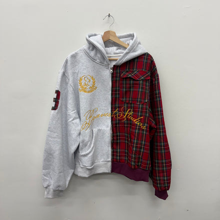 Bravest Studios Half Plaid University Zip Hoodie - Size L