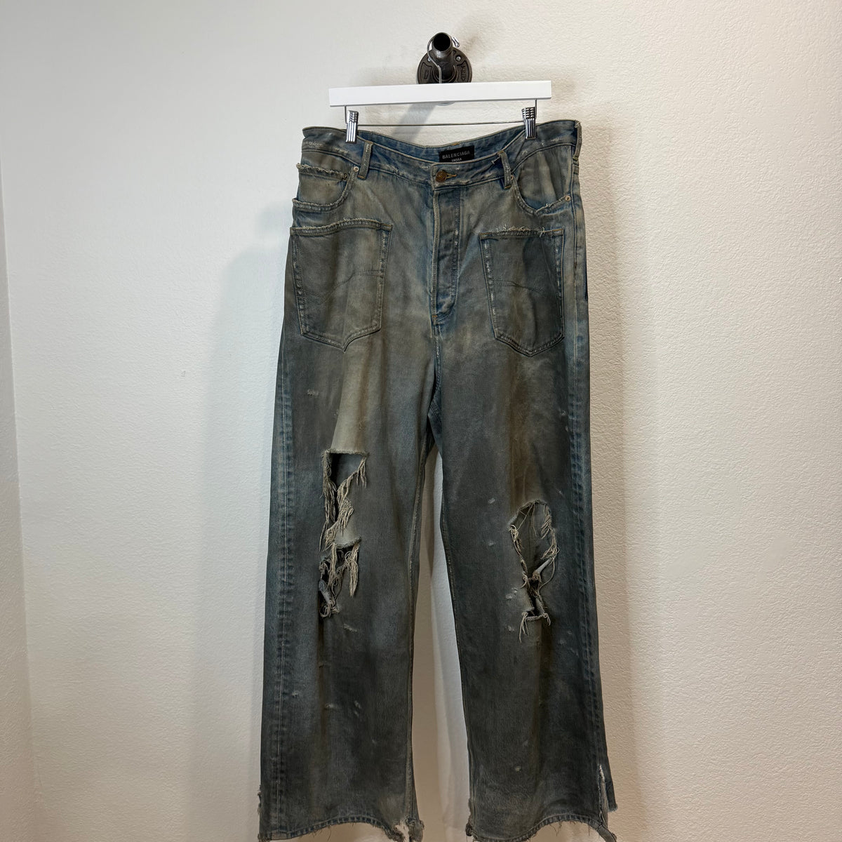 Balenciaga Mud Season Embroidered Reverse Pocket Denim Jeans - Size XL (36)