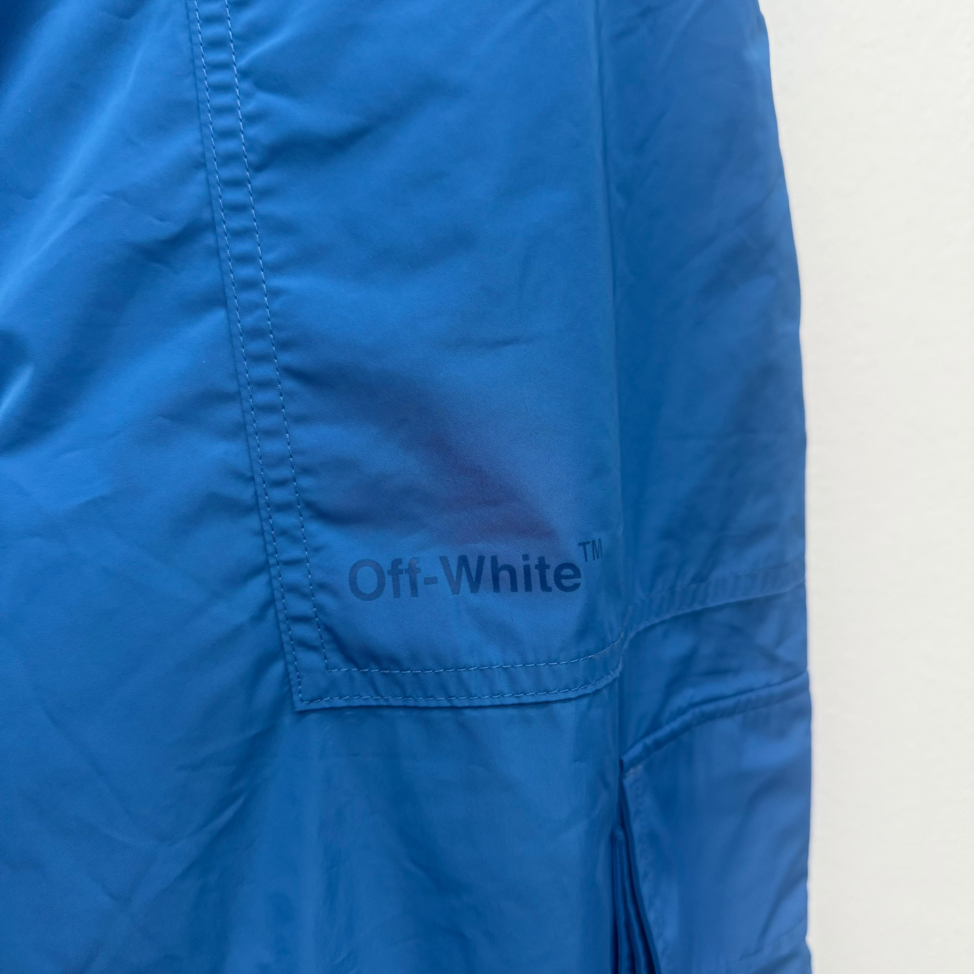 Off White FW22 Blue Cargo Track Pants - Size XL