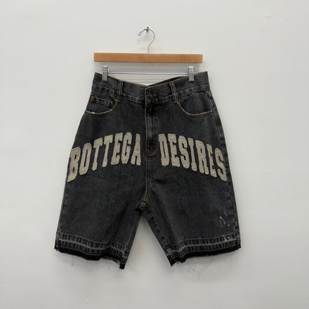 Bottega Desires Black Denim Logo Shorts - Size 34