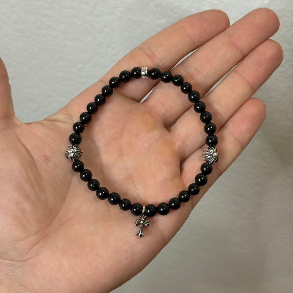 Chrome Hearts Onyx Bead Bracelet Black with Baby Fat