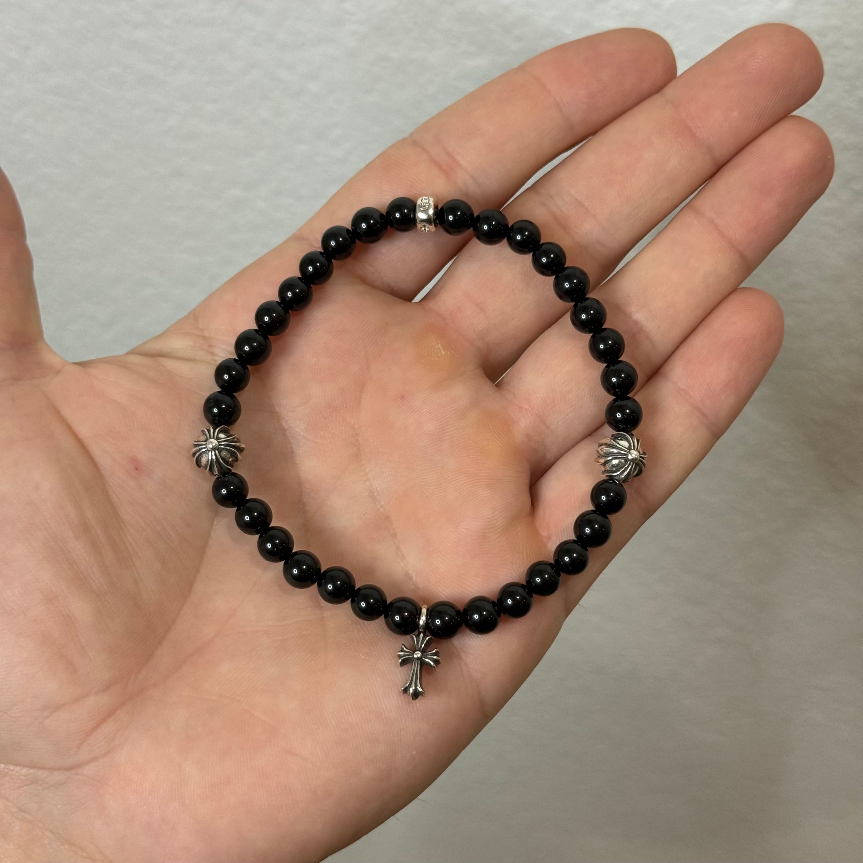 Chrome Hearts Onyx Bead Bracelet Black with Baby Fat