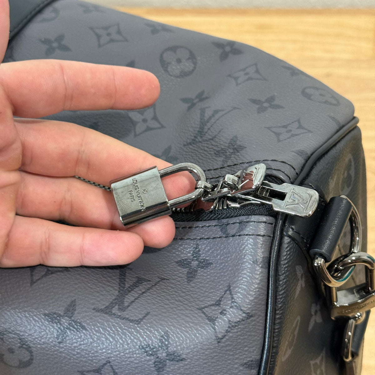 Louis Vuitton Monogram Bandouliere Keepall 50 Duffle Bag Eclipse Reverse Gray