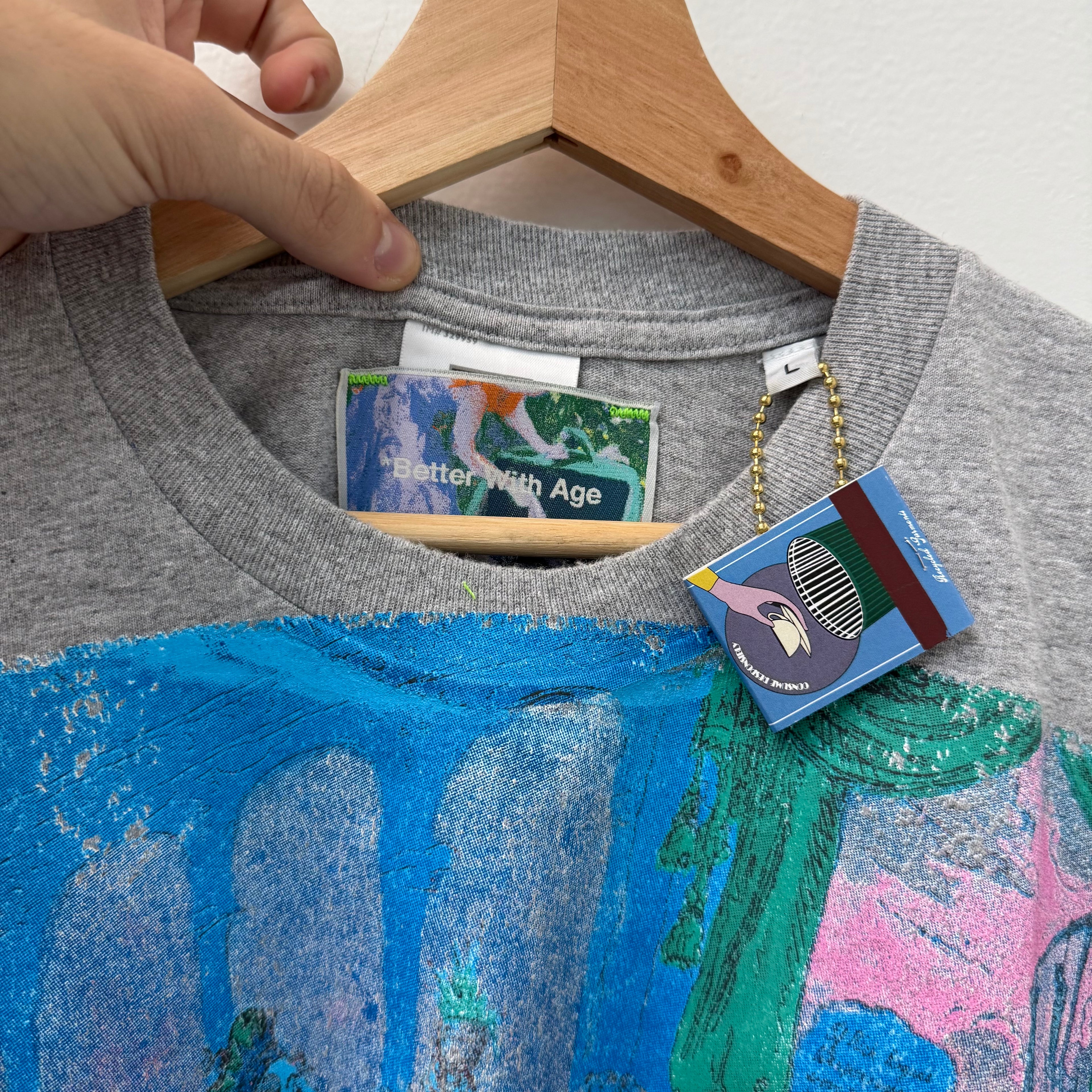 Better with Age “Real Art is Bootleg” Print T-Shirt Gray - Size L