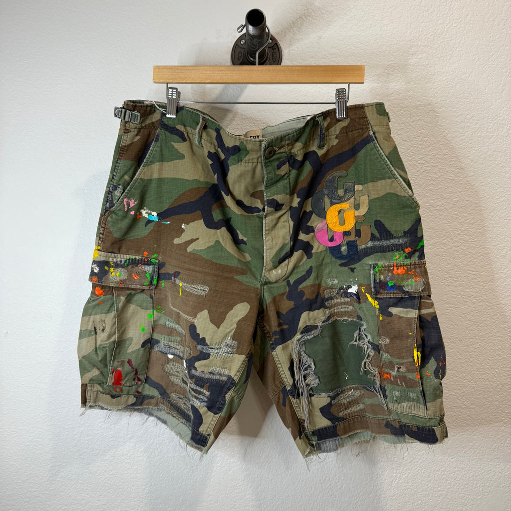 Gallery Dept G Patch Wood Camo Patch Cargo Shorts - Size 36