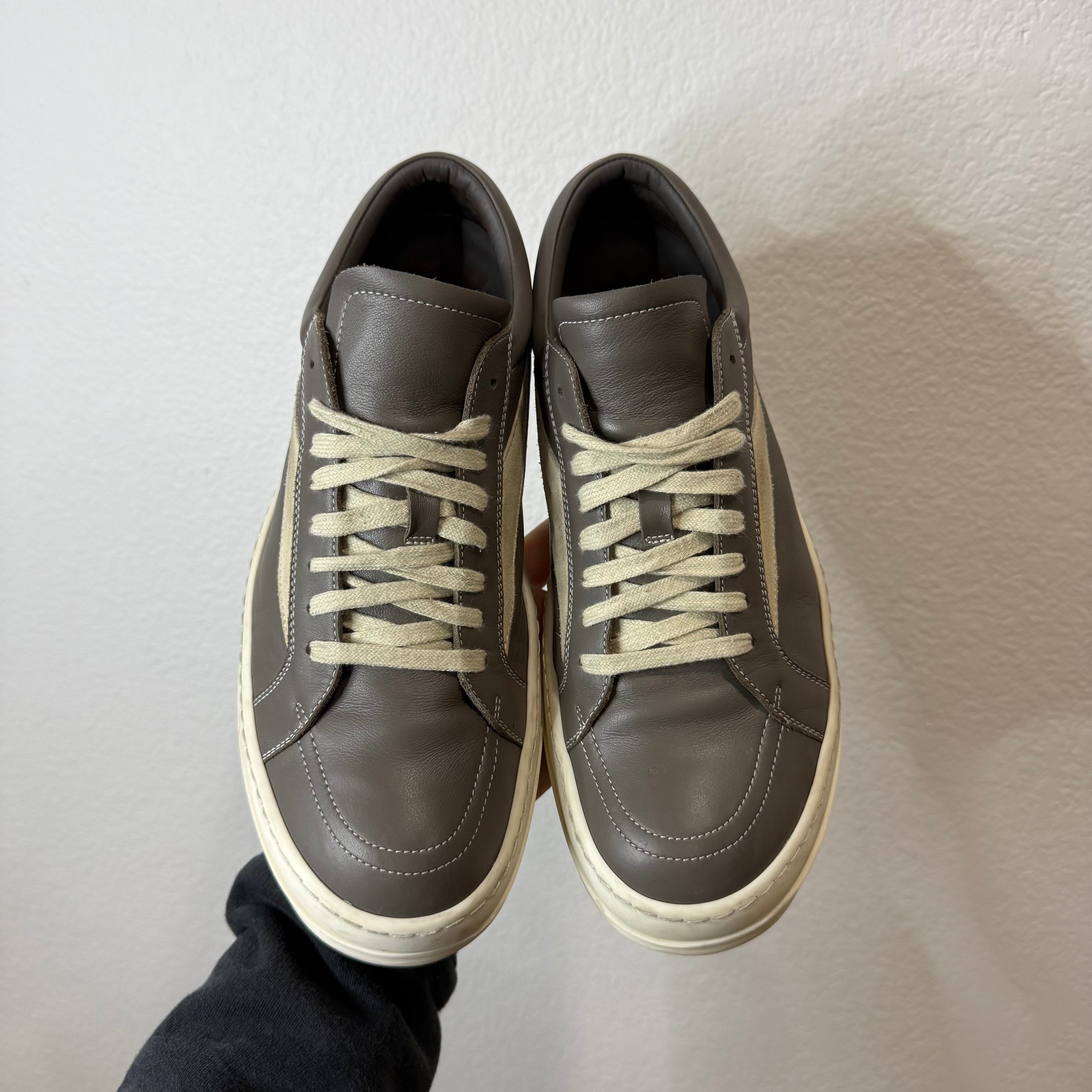 Rick Owens Mainline Leather Vintage Vans Gray Sneakers - Size 43 (10)