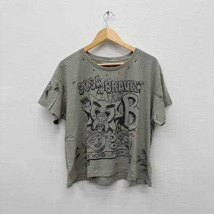 Bravest Studios Sosa Distressed Cropped Shirt Grey