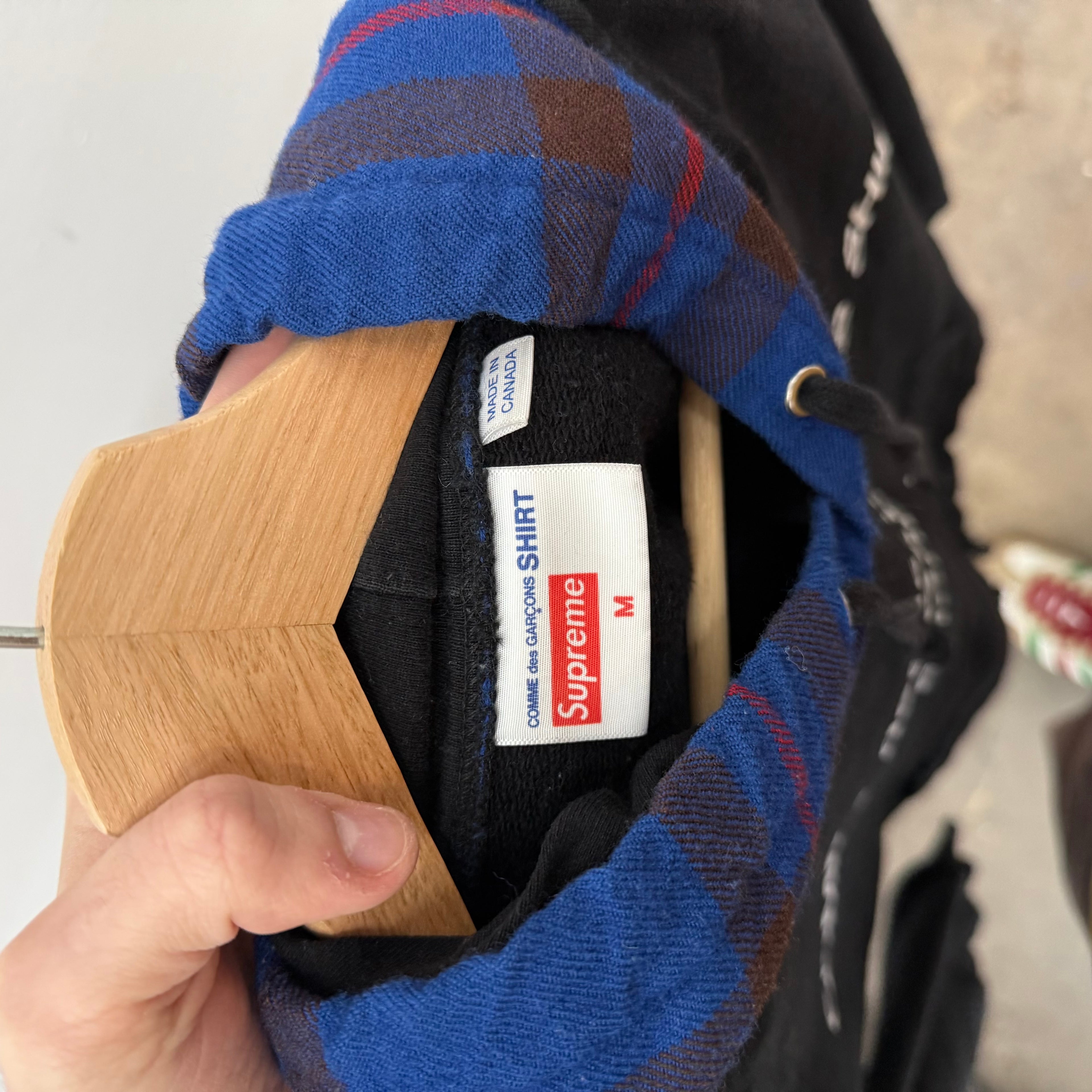 Supreme CDG Flannel Hoodie - Size M