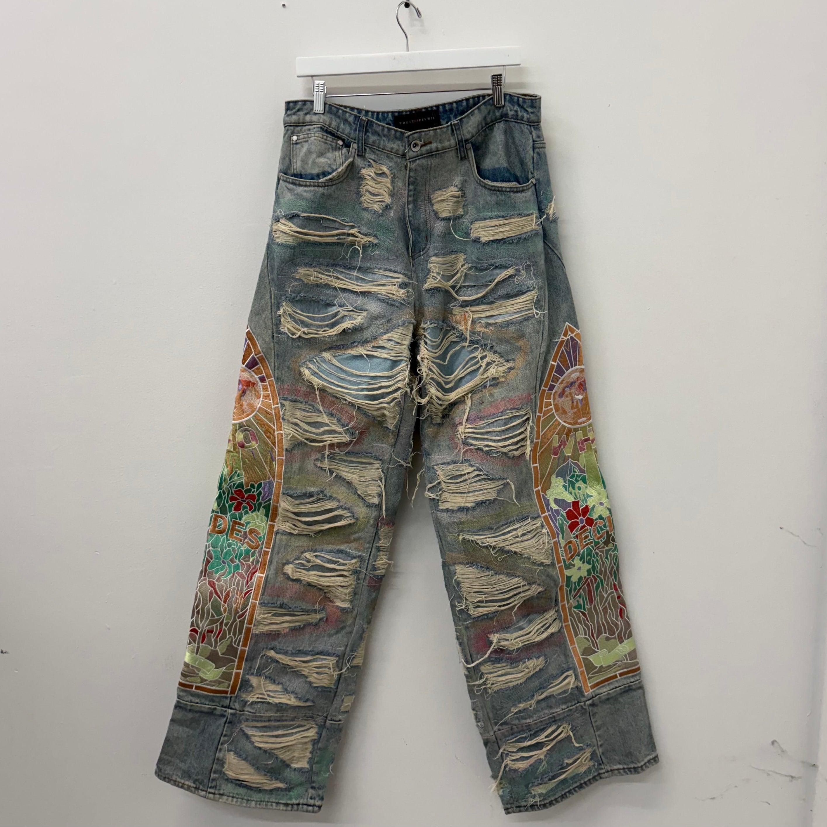 Who Decides War Mutlicolor Embroidery Denim Jeans - Size 34