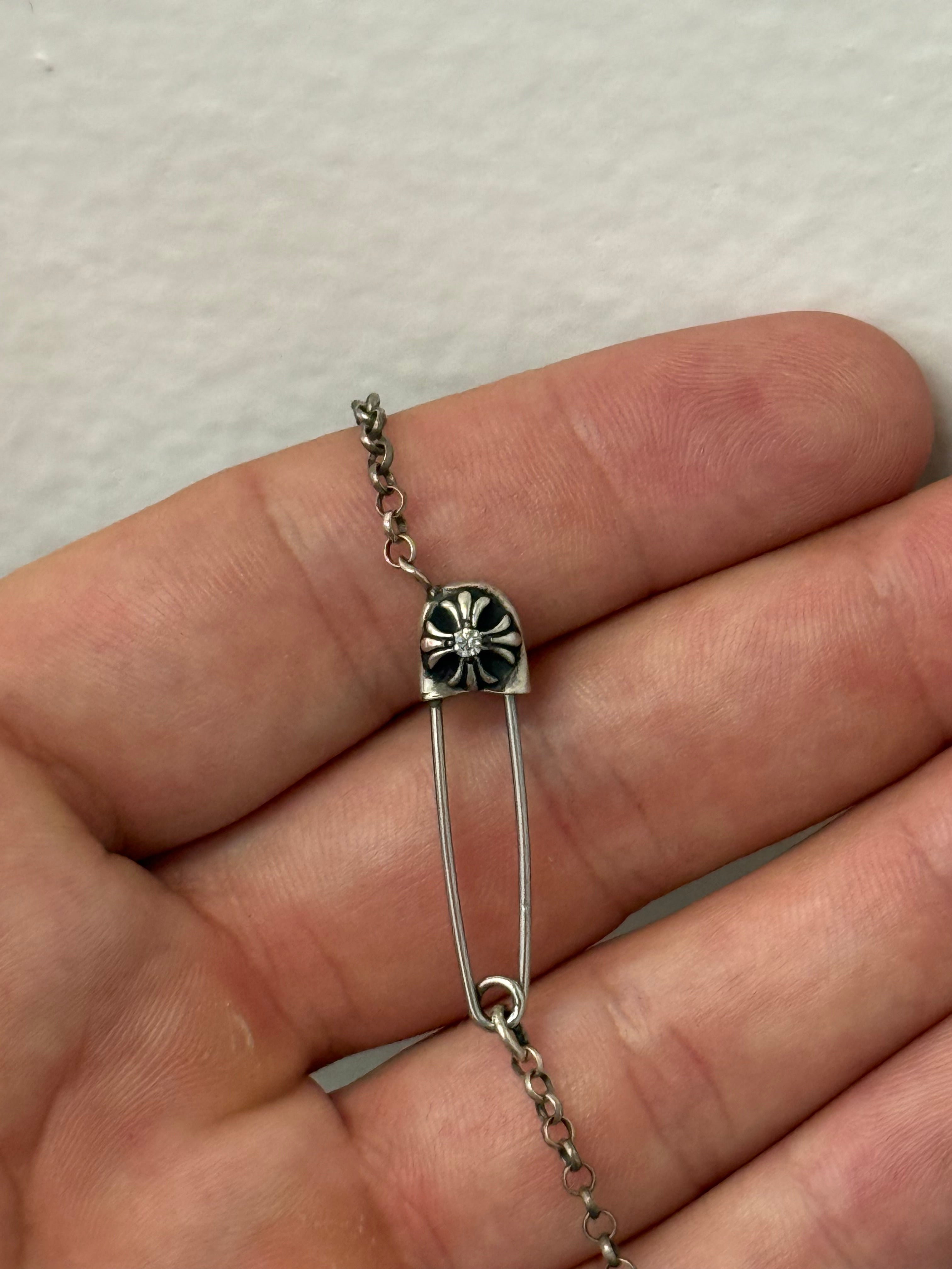 Chrome Hearts Large Diamond Safety Pin Necklace