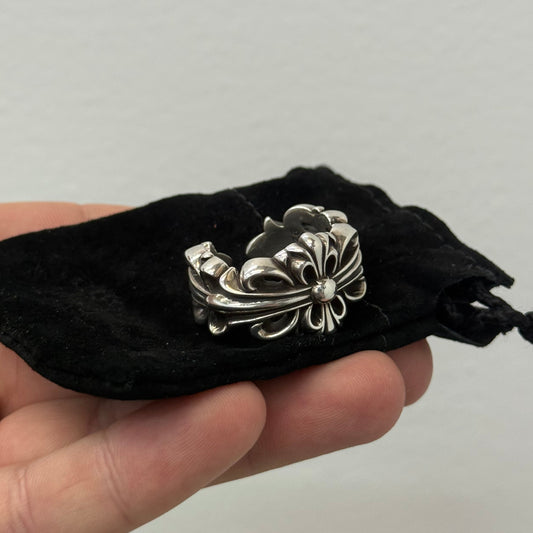 Chrome Hearts Double Floral Ring Silver - Size 12