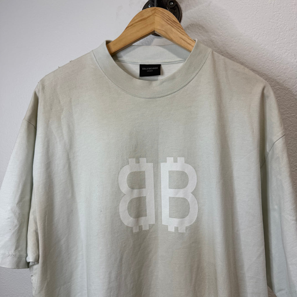 Balenciaga Crypto Currency White T-Shirt - Size M
