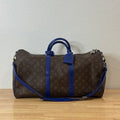 Louis Vuitton Monogram Keepall Bandouliere Weekender Duffle Bag 50 Blue