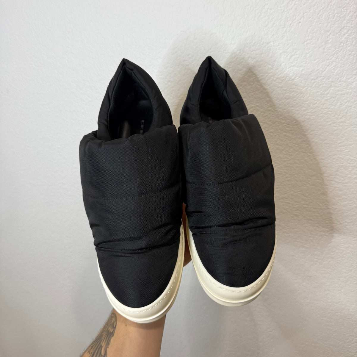 Rick Owens DRKSHDW Nylon Puffer Slip On Sneakers Milk - Size 46 (13)