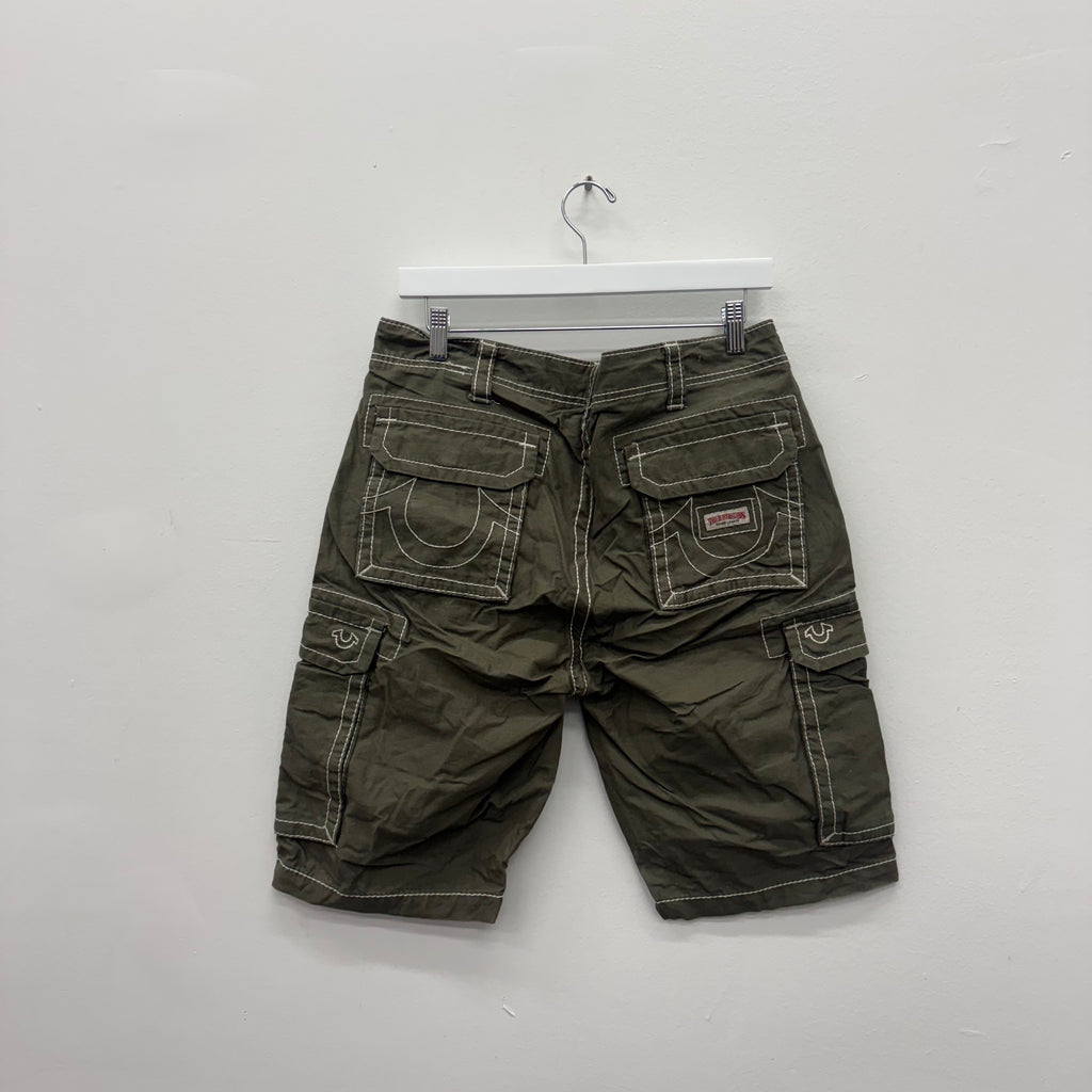 True Religion Olive Cargo Shorts - Size 30
