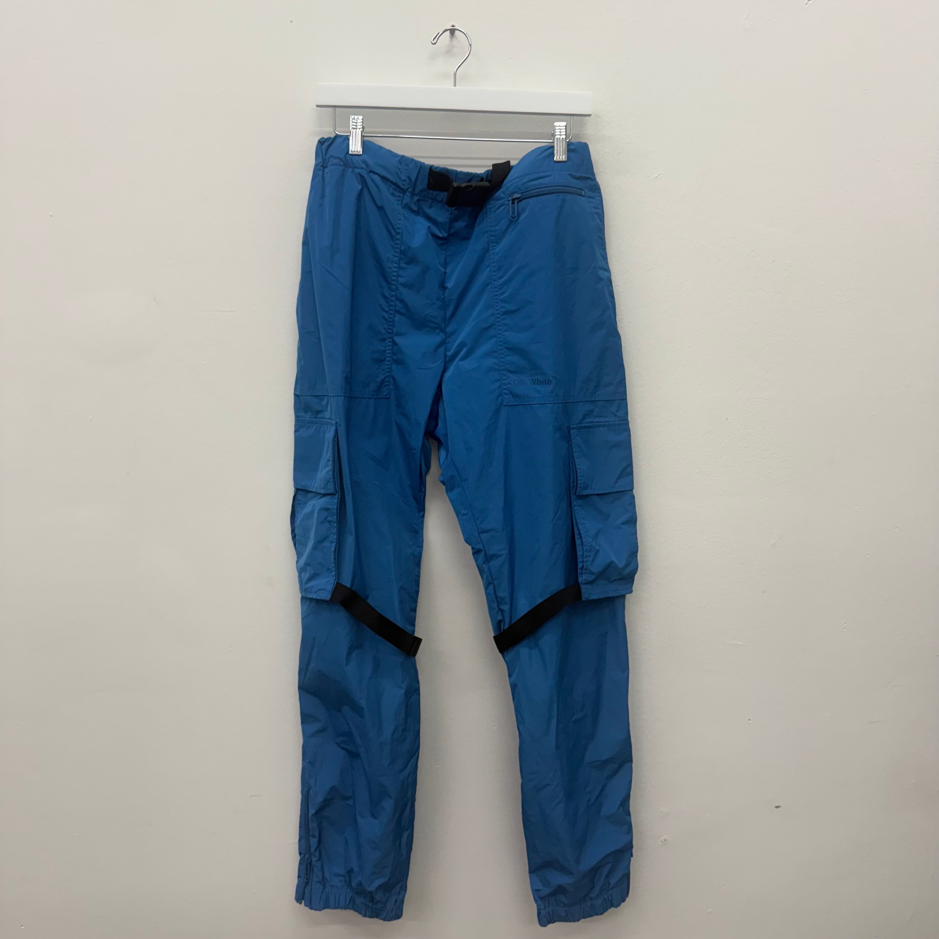 Off White FW22 Blue Cargo Track Pants - Size XL