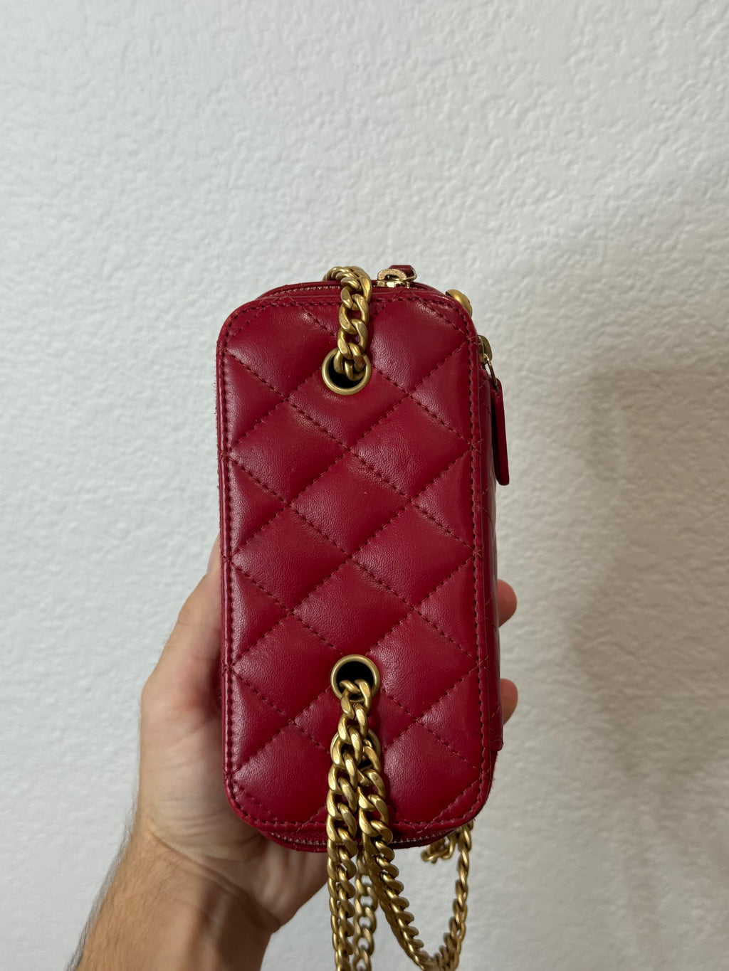 Chanel Quilted Lamb Leather Vanity Side Bag Red