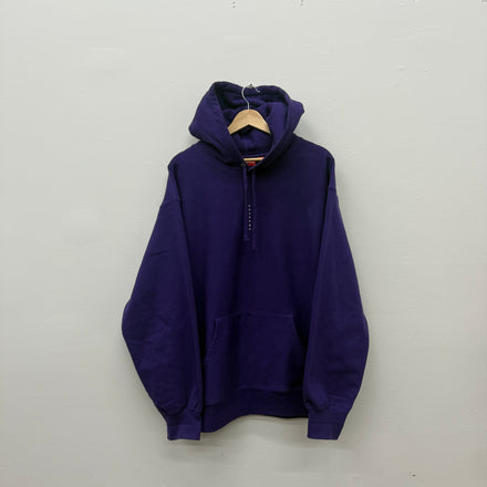 Supreme Purple Vertical Text Hoodie - Size XL