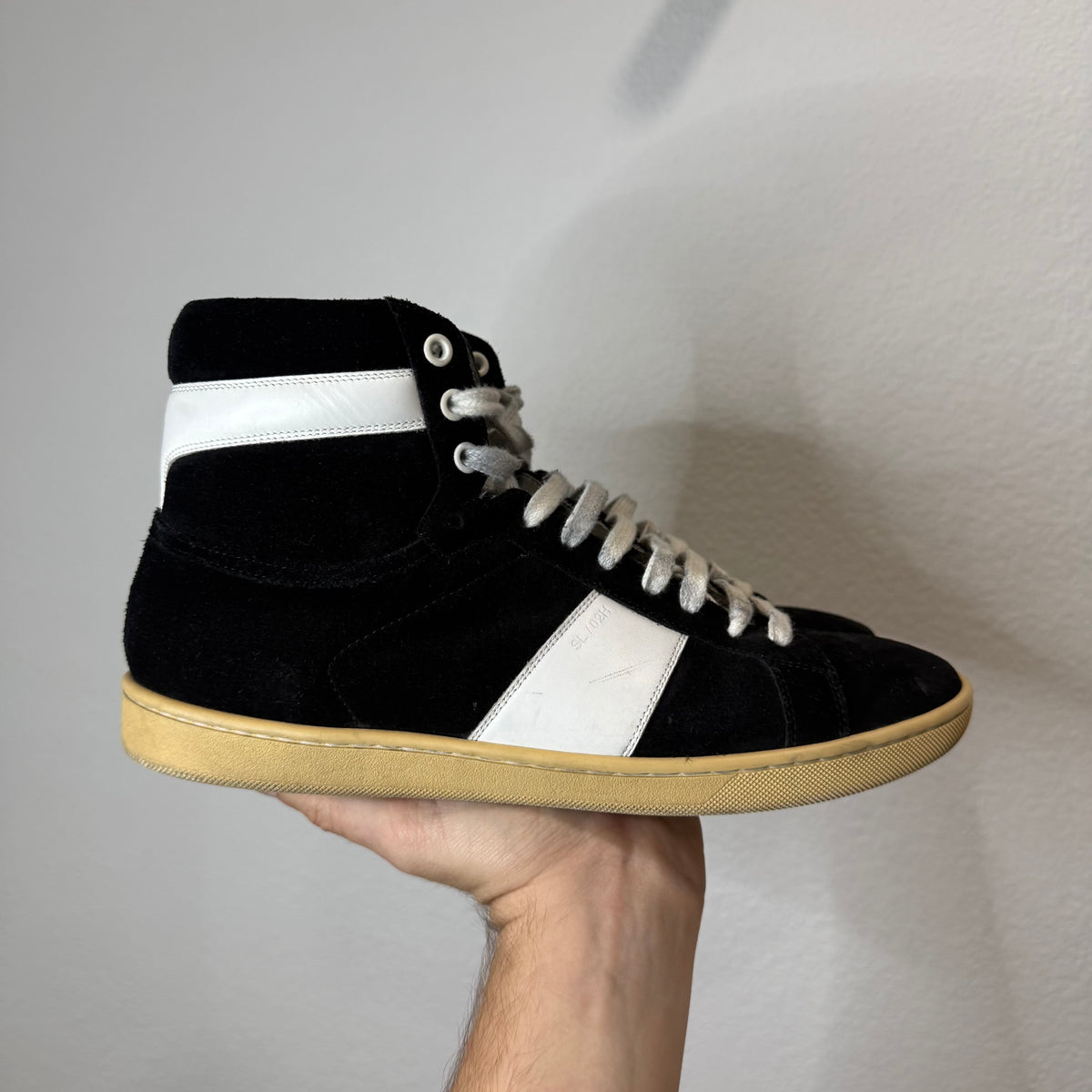 Saint Laurent SL/02H YSL Black Suede High Sneakers - Size 40.5 (US 7.5)