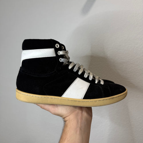 Saint Laurent SL/02H YSL Black Suede High Sneakers - Size 40.5 (US 7.5)