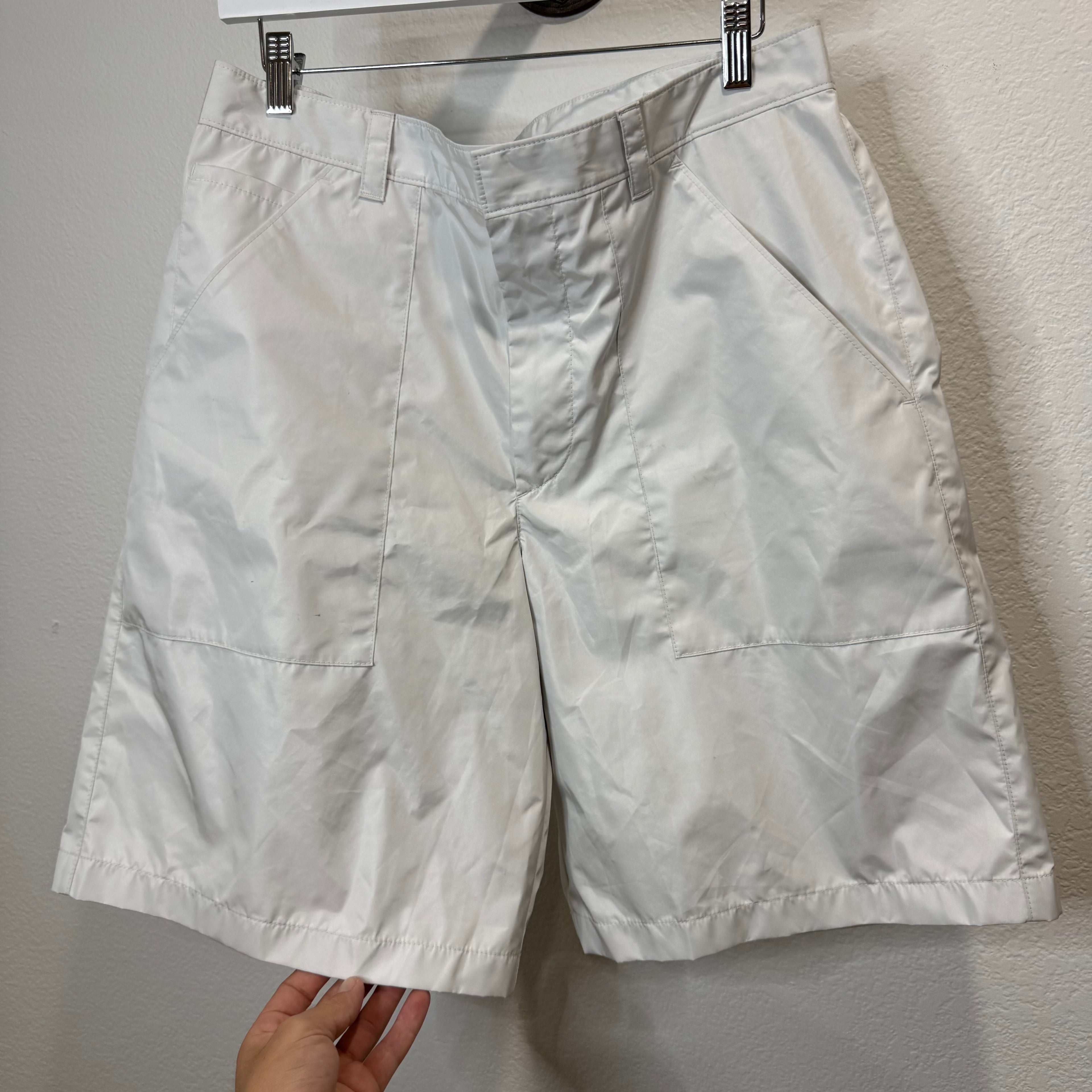 Prada White Re-Nylon Shorts - Size 50 (US 34)