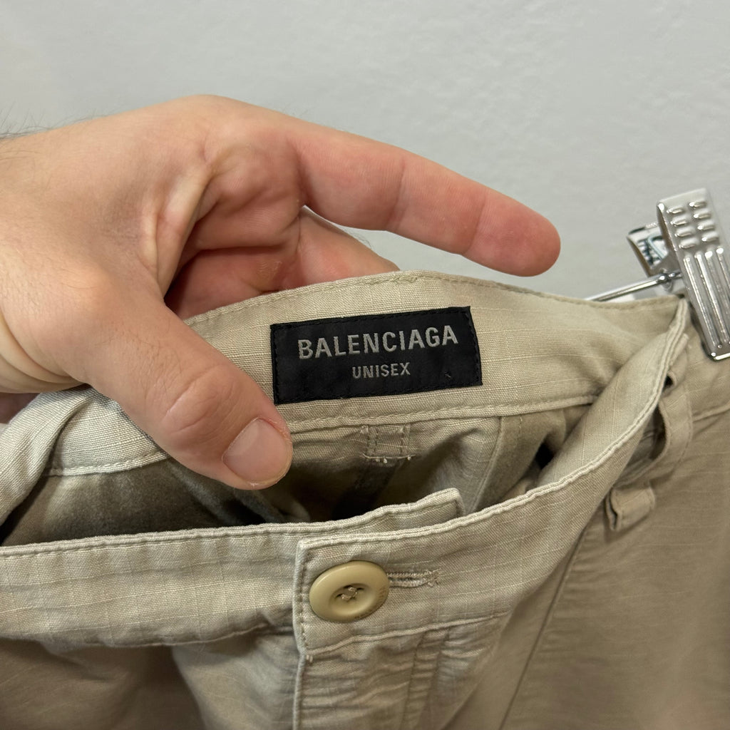 Balenciaga Convertible Beige Flared Cargo Pants - Size XL