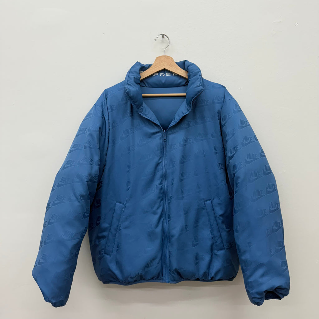 Supreme Nike Snakeskin Blue Puffer Jacket - Size M