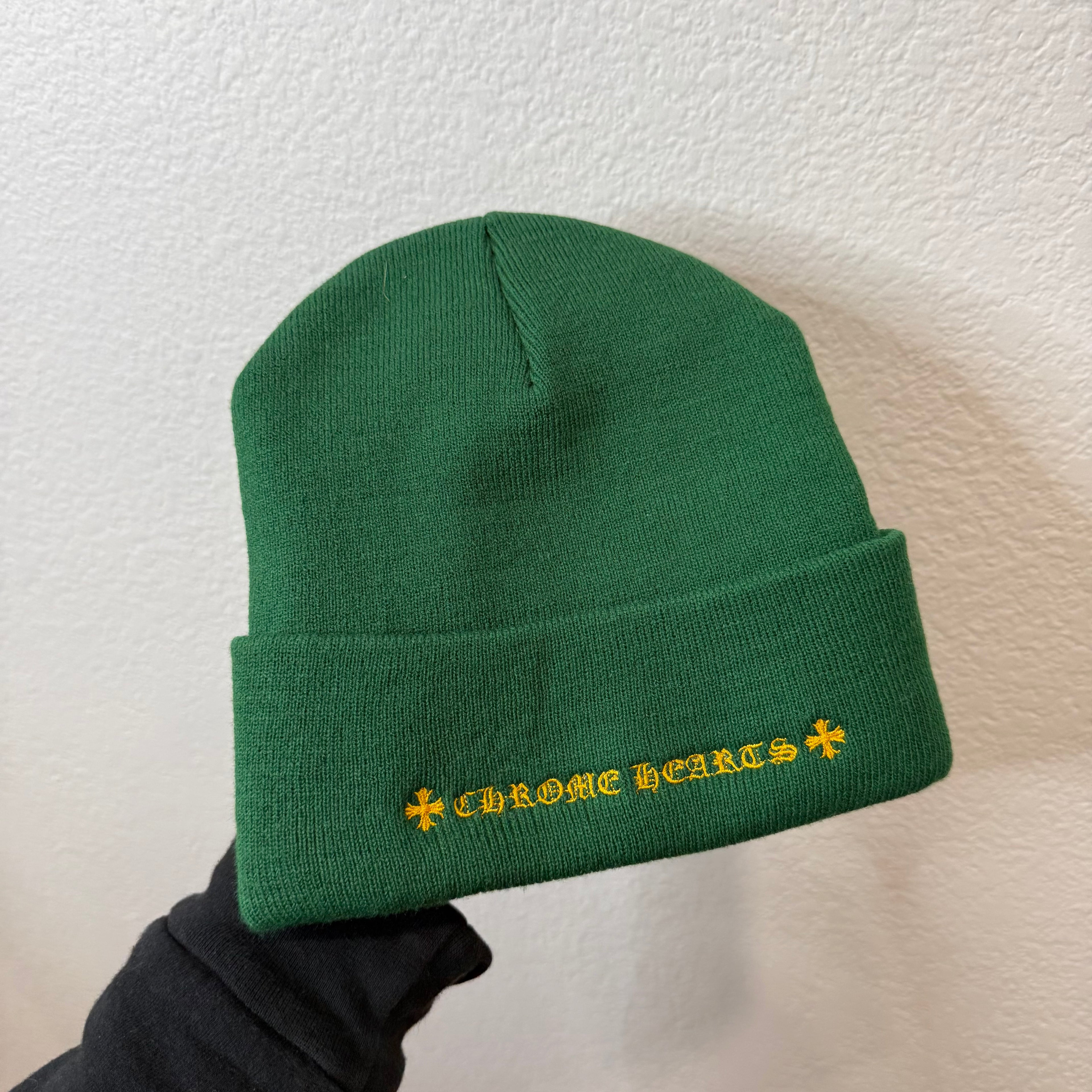 Chrome Hearts Green Yellow CH Embroidery Beanie