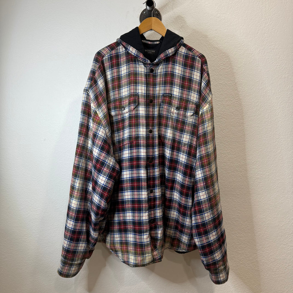 Balenciaga Gradient Plaid Flannel Jacket - Size L