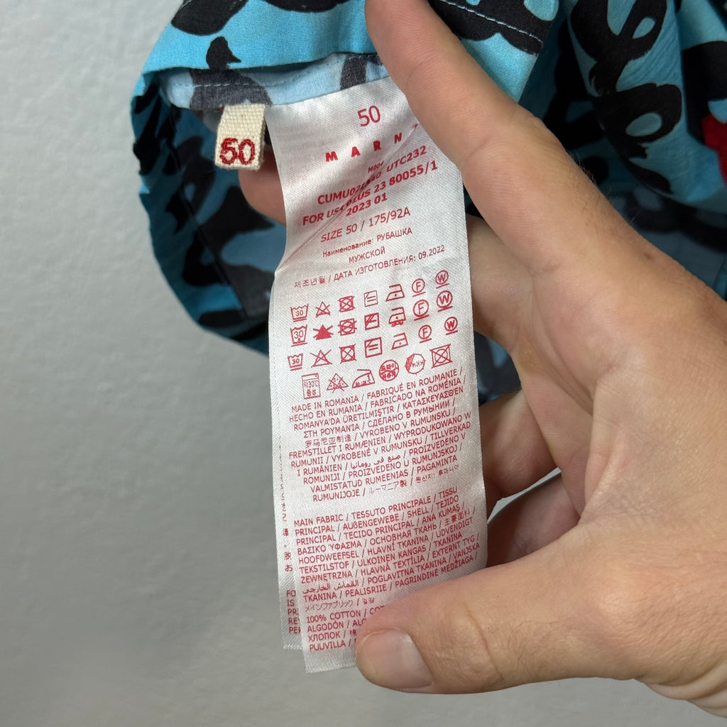 Marni Script Logo Button Up Shirt - Size 50 (L)