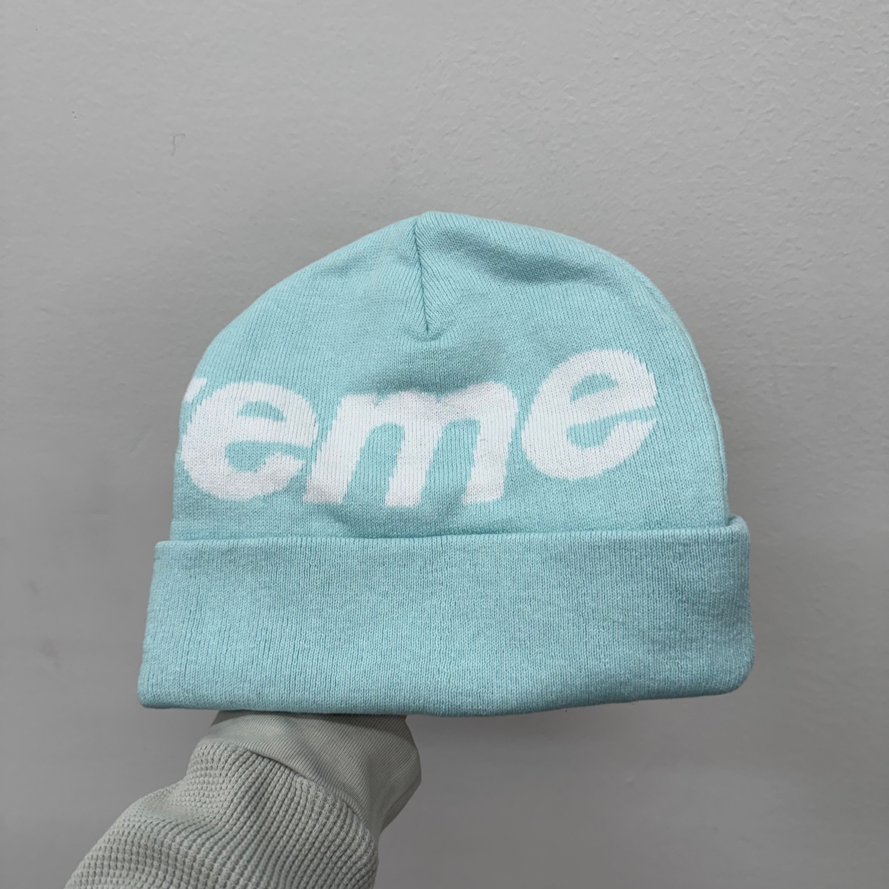 Supreme Big Logo Beanie Blue