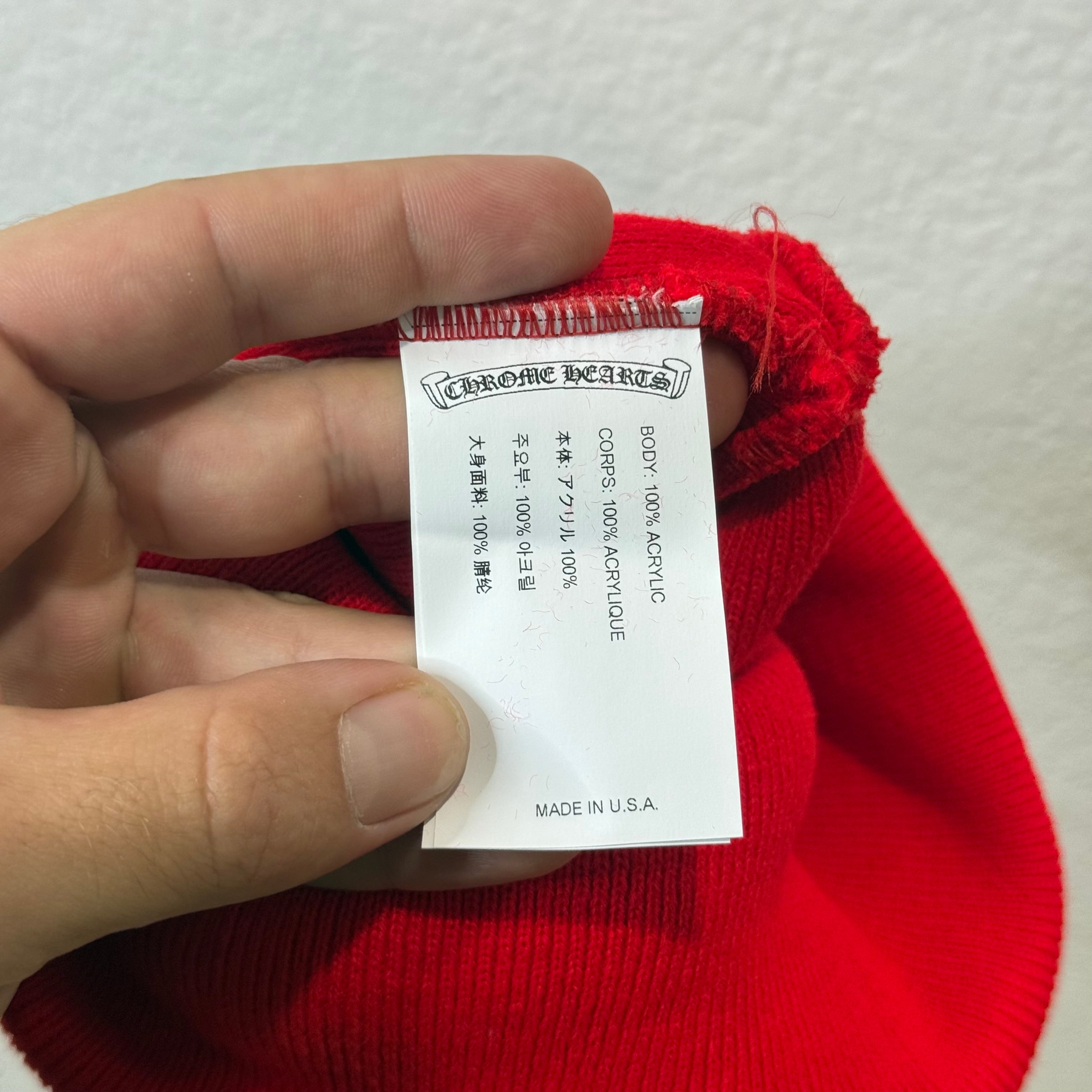 Chrome Hearts Red CH Embroidery Beanie