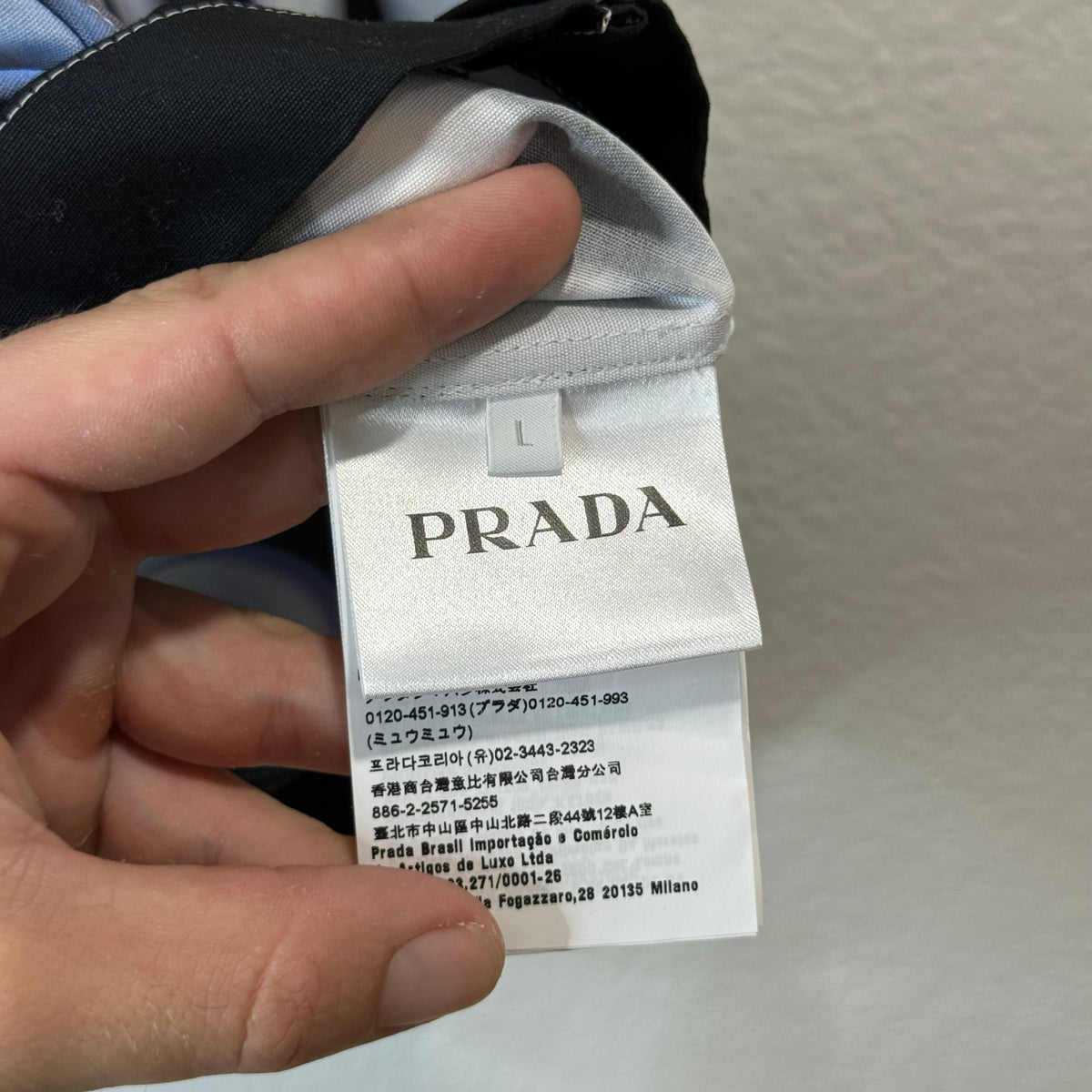 Prada Split Button Up Shirt White Flames - Size L
