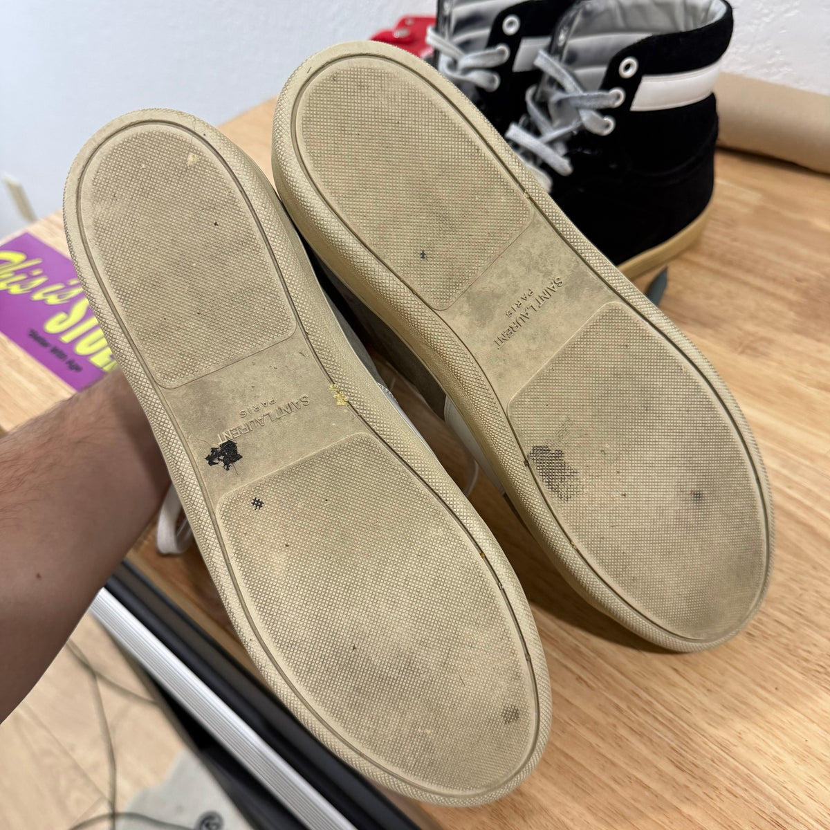 Saint Laurent SL/02H YSL Grey Suede High Sneakers - Size 40.5 (US 7.5)